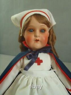 10.5 Antique bisque head Heubach Koppelsdorf 407 Nurse Costume WWI doll