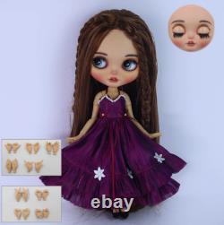 12Factory Blyth Doll Brown Straight Long Hair Hand Painted Makeup Sleeping Eyes