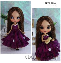 12Factory Blyth Doll Brown Straight Long Hair Hand Painted Makeup Sleeping Eyes