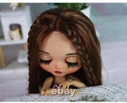12Factory Blyth Doll Brown Straight Long Hair Hand Painted Makeup Sleeping Eyes