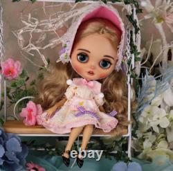 12Factory Blyth Doll Golden Long Hair Hand Painted Makeup +teeth+Sleeping Eyes