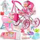12.5 Baby Doll Stroller Set With 24 Accessories & 2 Outfits For Girls