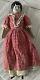 12 Antique 1860s China Head Doll W Porcelain Arms Cloth Body Checked Dress Lace