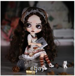 12 Factory Blyth Doll Brown Curly Long Hair Hand Painted Makeup Sleeping Eyes