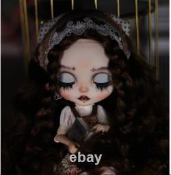 12 Factory Blyth Doll Brown Curly Long Hair Hand Painted Makeup Sleeping Eyes