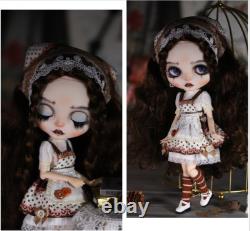 12 Factory Blyth Doll Brown Curly Long Hair Hand Painted Makeup Sleeping Eyes