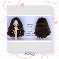 12 Factory Blyth Doll Brown Curly Long Hair Hand Painted Makeup Sleeping Eyes