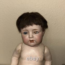 13 Antique Japanese Nippon F Y Bisque Doll Compo Body Blue Eyes Open Mouth Tee