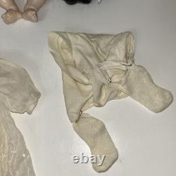 13 Antique Japanese Nippon F Y Bisque Doll Compo Body Blue Eyes Open Mouth Tee