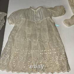 13 Antique Japanese Nippon F Y Bisque Doll Compo Body Blue Eyes Open Mouth Tee