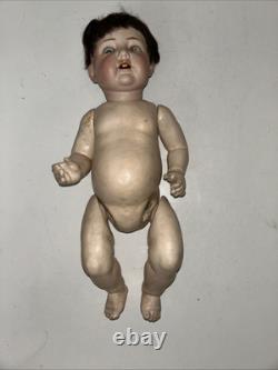13 Antique Japanese Nippon F Y Bisque Doll Compo Body Blue Eyes Open Mouth Tee