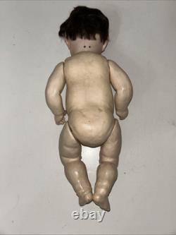 13 Antique Japanese Nippon F Y Bisque Doll Compo Body Blue Eyes Open Mouth Tee