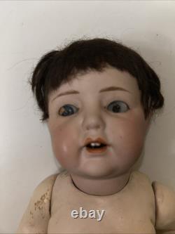 13 Antique Japanese Nippon F Y Bisque Doll Compo Body Blue Eyes Open Mouth Tee