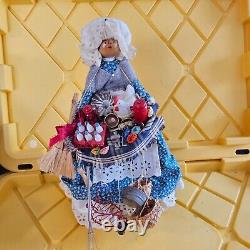 15 Farmer Wife Peddler Doll with MANY NICE miniatures, meat grinder basket