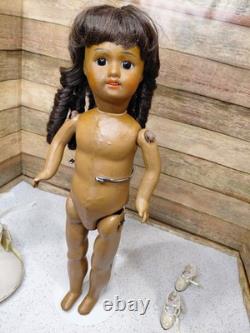 16 Bisque Doll Head, Unis France 301 Size 2, Orig. Compo Body, Great Dress