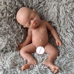 17Brown Sleeping Girl Lifelike Silicone Doll Reborn Baby Head can be turned