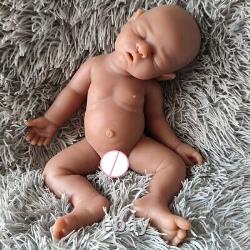 17Brown Sleeping Girl Lifelike Silicone Doll Reborn Baby Head can be turned