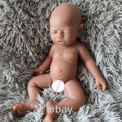 17Brown Sleeping Girl Lifelike Silicone Doll Reborn Baby Head can be turned