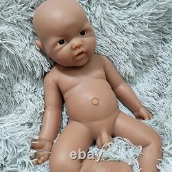 17Handmade Soft Full Silicone Real Touch Lifelike Reborn Baby Brown Boy