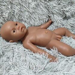 17Handmade Soft Full Silicone Real Touch Lifelike Reborn Baby Brown Boy