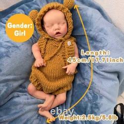 17.71'' Lifelike full silicone reborn baby doll girl doll toys gift handmade