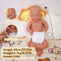 17.72 Inch Realistic Newborn Girl Reborn Baby Dolls Full Silicone Girl Dolls