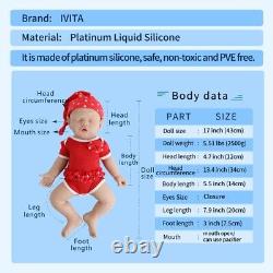 17 Sleeping Silicone Reborn Baby Girl Newborn Full Body Floppy Silicone Doll