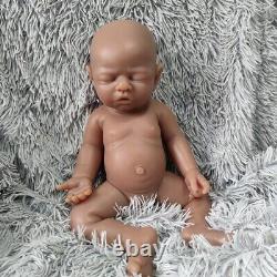 17 brown skin full body soft silicone reborn baby doll head can be turned