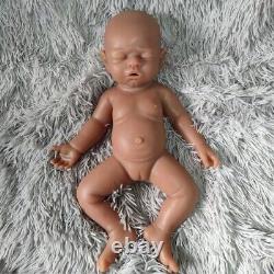 17 brown skin full body soft silicone reborn baby doll head can be turned