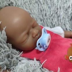 17 brown skin full body soft silicone reborn baby doll head can be turned