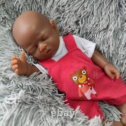 17 brown skin full body soft silicone reborn baby doll head can be turned