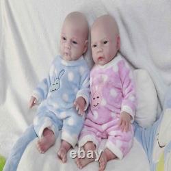 18.5'' Adorable Reborn Twin Baby Dolls Platinum Silicone Lifelike for Collection