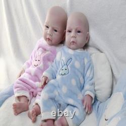 18.5'' Adorable Reborn Twin Baby Dolls Platinum Silicone Lifelike for Collection