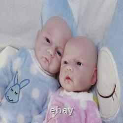 18.5'' Adorable Reborn Twin Baby Dolls Platinum Silicone Lifelike for Collection