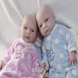 18.5'' Adorable Reborn Twin Baby Dolls Platinum Silicone Lifelike for Collection