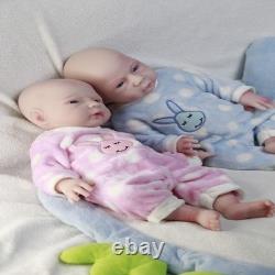 18.5'' Adorable Reborn Twin Baby Dolls Platinum Silicone Lifelike for Collection