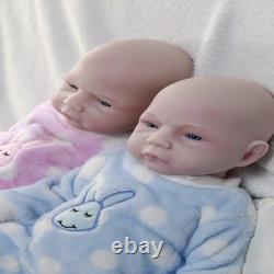 18.5'' Adorable Reborn Twin Baby Dolls Platinum Silicone Lifelike for Collection