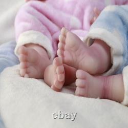 18.5'' Adorable Reborn Twin Baby Dolls Platinum Silicone Lifelike for Collection