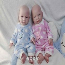 18.5'' Adorable Reborn Twin Baby Dolls Platinum Silicone Lifelike for Collection