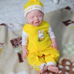 18.5 Newborn Smiley Boy Full Body Platinum Silicone Reborn Baby Dolls US Stock