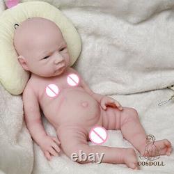 18.5 in Full Soft Platinum Silicone Baby Dolls Handmade Newborn Baby BOY Doll