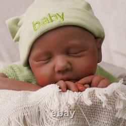 18.9 Inch Silicone Reborn Baby Dolls Lifelike Newborn Girl Dolls Dark Brown