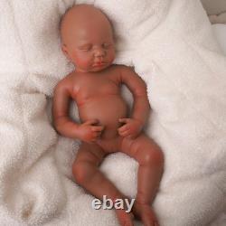 18.9 Inch Silicone Reborn Baby Dolls Lifelike Newborn Girl Dolls Dark Brown