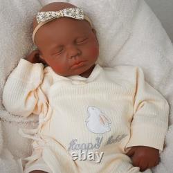 18.9 Inch Silicone Reborn Baby Dolls Lifelike Newborn Girl Dolls Dark Brown