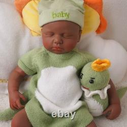 18.9 Inch Silicone Reborn Baby Dolls Lifelike Newborn Girl Dolls Dark Brown