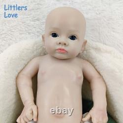 18'' Adorable Silicone Reborn Baby Blue Eyes Girl Floppy Silicone Doll Kids Gift