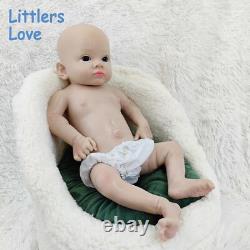18'' Adorable Silicone Reborn Baby Blue Eyes Girl Floppy Silicone Doll Kids Gift