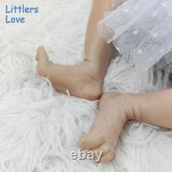 18'' Adorable Silicone Reborn Baby Blue Eyes Girl Floppy Silicone Doll Kids Gift