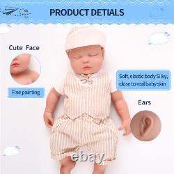 18 BoyGirl Silicone Reborn Baby Fat Newborn Eyes Closed Vivid Silicone Doll