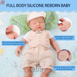 18 BoyGirl Silicone Reborn Baby Fat Newborn Eyes Closed Vivid Silicone Doll